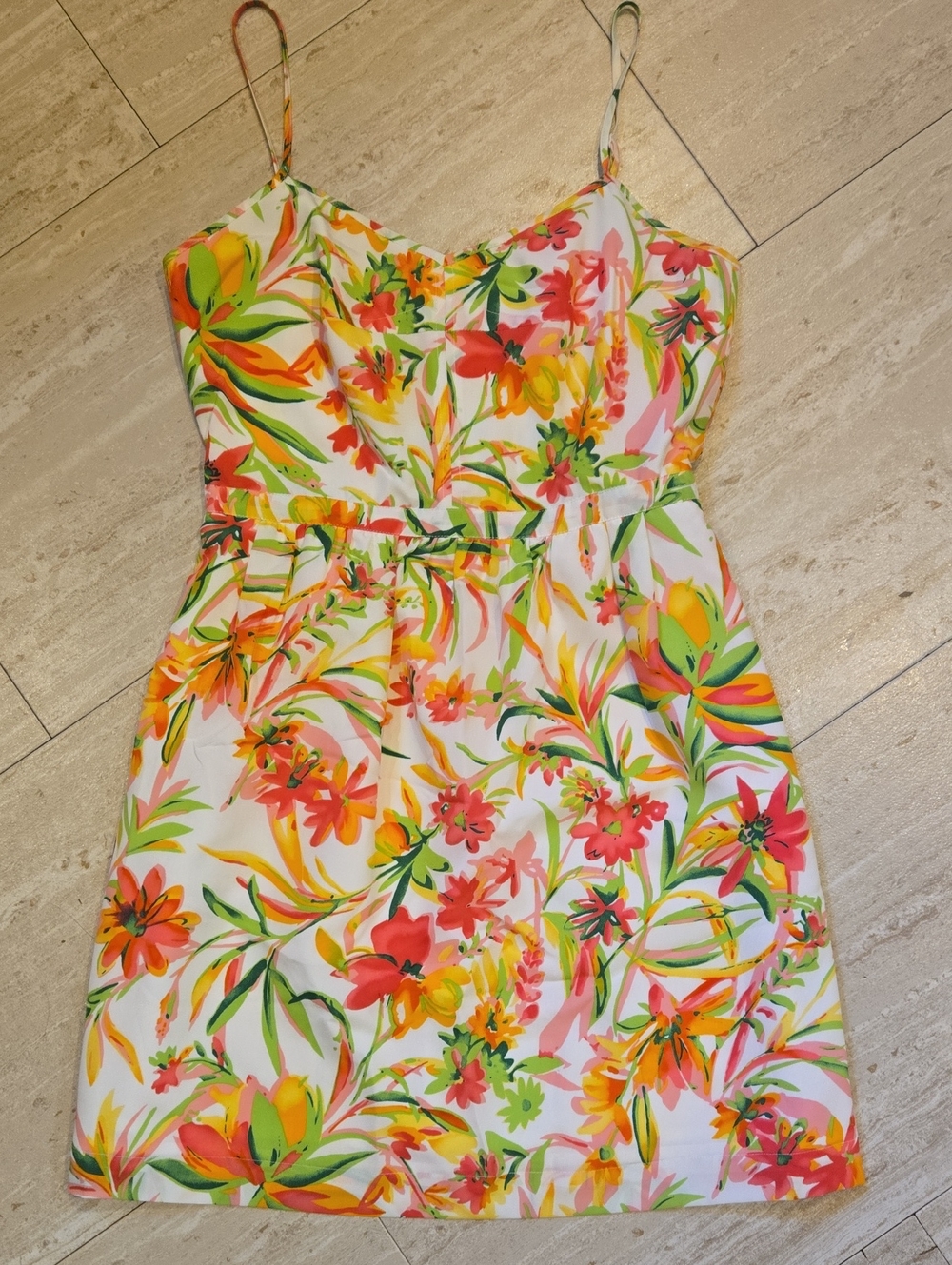 J. Crew White Silky Floral Print Sun Dress